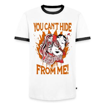 Girl Warp Horror Two Face Creepy Art Aesthetic - Men's Ringer Shirt - white/black - Front - AI Model Female 172 light (172cm) & AI Model Male 178 dark (178cm)