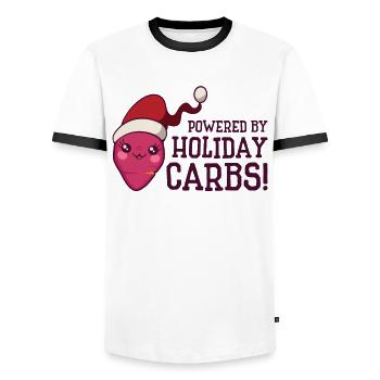 Christmas Vegetable Santa Claus Holiday Potato - Men's Ringer Shirt - white/black - Front - AI Model Female 172 light (172cm) & AI Model Male 178 dark (178cm)