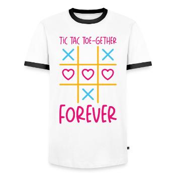 Valentinstag Kinder Familie Tic Tac Toe Spiel - Männer Kontrast-T-Shirt - Weiß/Schwarz - Vorne - AI Model Female 172 light (172cm) & AI Model Male 178 dark (178cm)