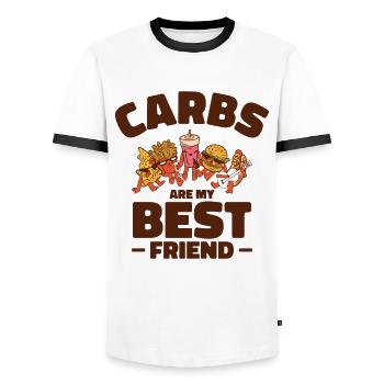 Kohlenhydrate Bester Freund Fast Food Gesundheit - Männer Kontrast-T-Shirt - Weiß/Schwarz - Vorne - AI Model Female 172 light (172cm) & AI Model Male 178 dark (178cm)
