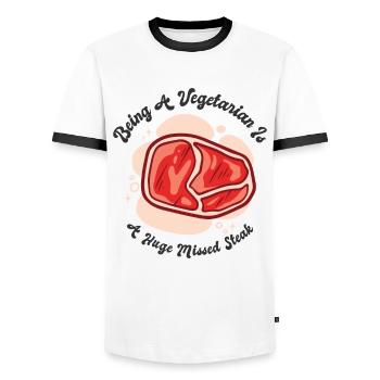 Steak Lover Meat Foodie Steak Meat Lover Beef - Men's Ringer Shirt - white/black - Front - AI Model Female 172 light (172cm) & AI Model Male 178 dark (178cm)
