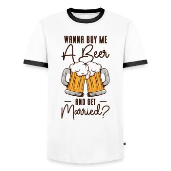 Trinken Bier Liebhaber Paar Beziehung Bier - Männer Kontrast-T-Shirt - Weiß/Schwarz - Vorne - AI Model Female 172 light (172cm) & AI Model Male 178 dark (178cm)