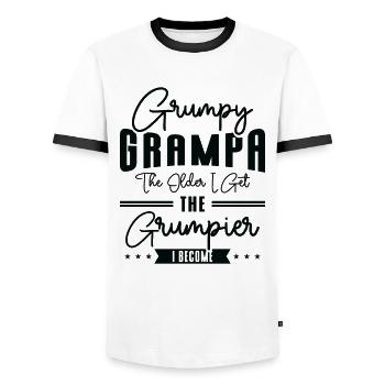 Grumpy Grampa Vintage Typography Old Person Retro - Men's Ringer Shirt - white/black - Front - AI Model Female 172 light (172cm) & AI Model Male 178 dark (178cm)