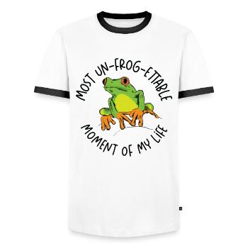 Red Eyed Tree Frog Cute Rainforest Amphibian - Men's Ringer Shirt - white/black - Front - AI Model Female 172 light (172cm) & AI Model Male 178 dark (178cm)