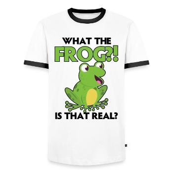 Red Eyed Tree Frog Cute Rainforest Amphibian - Men's Ringer Shirt - white/black - Front - AI Model Female 172 light (172cm) & AI Model Male 178 dark (178cm)