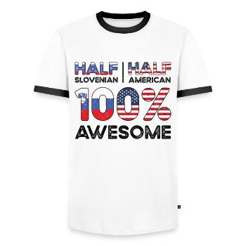 Geboren slowenisch Slowenien amerikanisch USA - Männer Kontrast-T-Shirt - Weiß/Schwarz - Vorne - AI Model Female 172 light (172cm) & AI Model Male 178 dark (178cm)