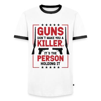 Waffen Pistolenliebhaber Waffenbesitzer Schießen - Männer Kontrast-T-Shirt - Weiß/Schwarz - Vorne - AI Model Female 172 light (172cm) & AI Model Male 178 dark (178cm)