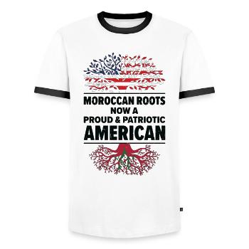 Born Moroccan Morocco American USA Citizenship - Men's Ringer Shirt - white/black - Front - AI Model Female 172 light (172cm) & AI Model Male 178 dark (178cm)