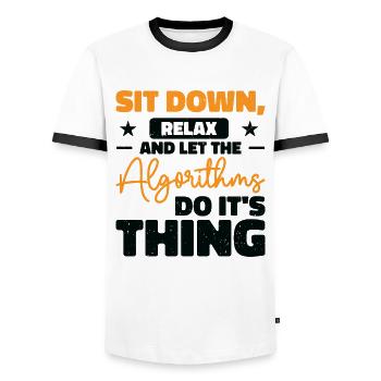 Algorithme informatique Programmeur Artificiel - T-shirt contrasté Homme - blanc/noir - Devant - AI Model Female 172 light (172cm) & AI Model Male 178 dark (178cm)
