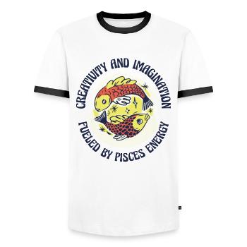 Fische Energie Kreativität Astrologie Imagination - Männer Kontrast-T-Shirt - Weiß/Schwarz - Vorne - AI Model Female 172 light (172cm) & AI Model Male 178 dark (178cm)
