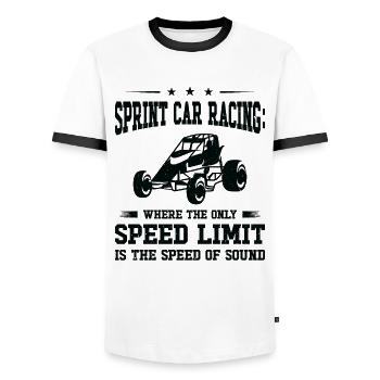 Sprint Car Dirt Track Racing - Männer Kontrast-T-Shirt - Weiß/Schwarz - Vorne - AI Model Female 172 light (172cm) & AI Model Male 178 dark (178cm)