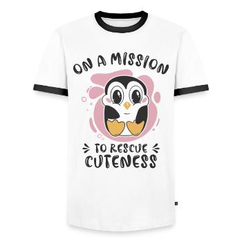 World Wildlife Day Penguin Nature Wildlife - Men's Ringer Shirt - white/black - Front - AI Model Female 172 light (172cm) & AI Model Male 178 dark (178cm)