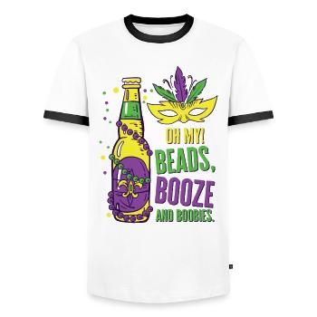 Mardi Gras Karneval Maske Bier Perlen Tölpel - Männer Kontrast-T-Shirt - Weiß/Schwarz - Vorne - AI Model Female 172 light (172cm) & AI Model Male 178 dark (178cm)