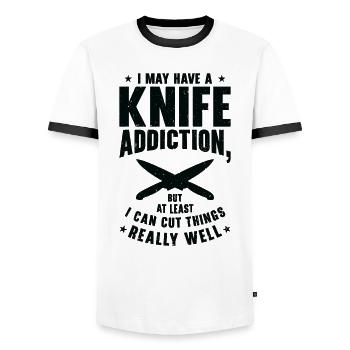 Messersammler Messer Sammeln - Männer Kontrast-T-Shirt - Weiß/Schwarz - Vorne - AI Model Female 172 light (172cm) & AI Model Male 178 dark (178cm)