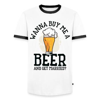 Trinken Bier Liebhaber Paar Beziehung Bier - Männer Kontrast-T-Shirt - Weiß/Schwarz - Vorne - AI Model Female 172 light (172cm) & AI Model Male 178 dark (178cm)