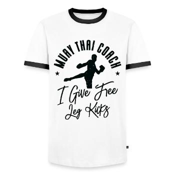Muay Thai Entraîneur Kickboxing Instructeur Arts Martiaux - T-shirt contrasté Homme - blanc/noir - Devant - AI Model Female 172 light (172cm) & AI Model Male 178 dark (178cm)