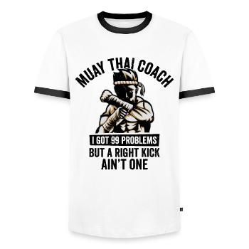 Muay Thai Entraîneur Kickboxing Instructeur Arts Martiaux - T-shirt contrasté Homme - blanc/noir - Devant - AI Model Female 172 light (172cm) & AI Model Male 178 dark (178cm)