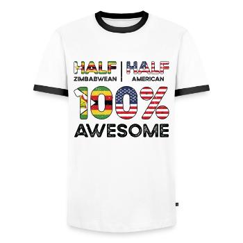 Né au Zimbabwe Zimbabwe États-Unis - T-shirt contrasté Homme - blanc/noir - Devant - AI Model Female 172 light (172cm) & AI Model Male 178 dark (178cm)