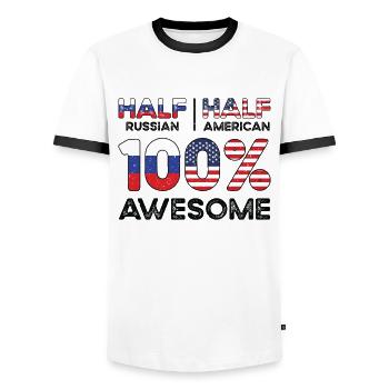 Born Russian Russia American USA Citizenship - Men's Ringer Shirt - white/black - Front - AI Model Female 172 light (172cm) & AI Model Male 178 dark (178cm)