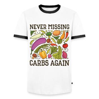 Aliments cétogènes Perte de poids saine - T-shirt contrasté Homme - blanc/noir - Devant - AI Model Female 172 light (172cm) & AI Model Male 178 dark (178cm)