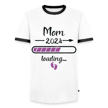 Mom 2024 Loading Schwangerschaft Mutter Mommy - Männer Kontrast-T-Shirt - Weiß/Schwarz - Vorne - AI Model Female 172 light (172cm) & AI Model Male 178 dark (178cm)