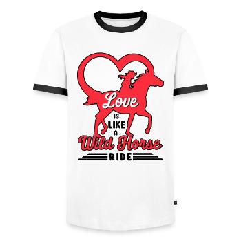 Valentinstag Pferd Reiten Liebe Pferd Silhouette - Männer Kontrast-T-Shirt - Weiß/Schwarz - Vorne - AI Model Female 172 light (172cm) & AI Model Male 178 dark (178cm)