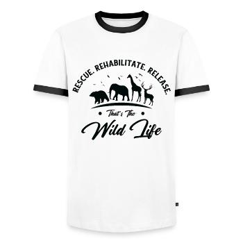 World Wildlife Day Animal Rescue Wildlife - Men's Ringer Shirt - white/black - Front - AI Model Female 172 light (172cm) & AI Model Male 178 dark (178cm)