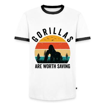 World Wildlife Day Gorilla Wildlife Animal - Men's Ringer Shirt - white/black - Front - AI Model Female 172 light (172cm) & AI Model Male 178 dark (178cm)