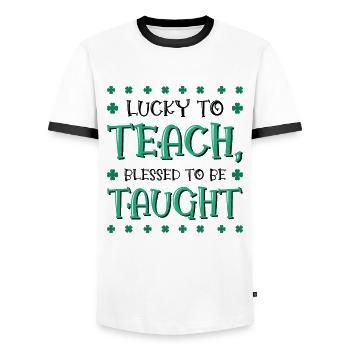 St. Patrick's Day Lehre Lucky Shamrock Clover - Männer Kontrast-T-Shirt - Weiß/Schwarz - Vorne - AI Model Female 172 light (172cm) & AI Model Male 178 dark (178cm)