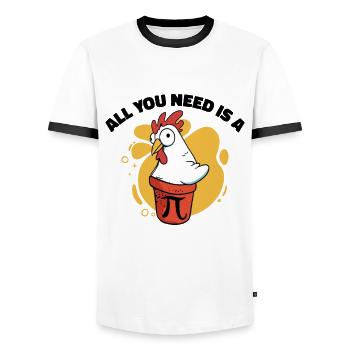Pi Day Math Pie Chicken Pot Pi Number - Men's Ringer Shirt - white/black - Front - AI Model Female 172 light (172cm) & AI Model Male 178 dark (178cm)