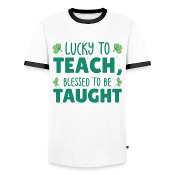 St. Patrick's Day Lehre Lucky Shamrock Clover - Männer Kontrast-T-Shirt - Weiß/Schwarz - Vorne - AI Model Female 172 light (172cm) & AI Model Male 178 dark (178cm)