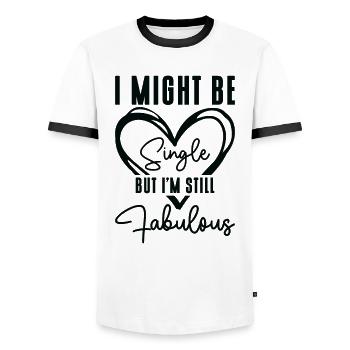Single Status Fabulous Independent Single Quotes - Men's Ringer Shirt - white/black - Front - AI Model Female 172 light (172cm) & AI Model Male 178 dark (178cm)