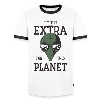 Space Alien Extravertit Êtres extravertis - T-shirt contrasté Homme - blanc/noir - Devant - AI Model Female 172 light (172cm) & AI Model Male 178 dark (178cm)