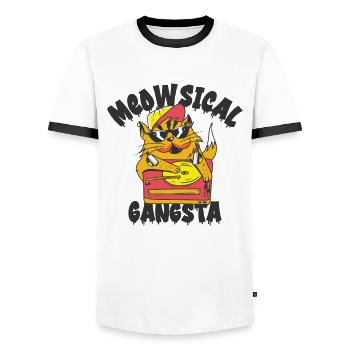 Musical Gangsta Party DJ Music Cat Owner Pet - Men's Ringer Shirt - white/black - Front - AI Model Female 172 light (172cm) & AI Model Male 178 dark (178cm)