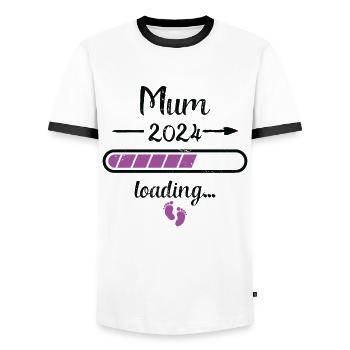 Mum 2024 Loading Pregnancy Mother Mommy Mom Birth - Men's Ringer Shirt - white/black - Front - AI Model Female 172 light (172cm) & AI Model Male 178 dark (178cm)