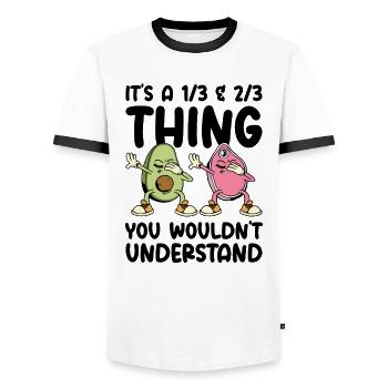 Keto Diet Avocado Fruit Ketogenic Food Meat - Men's Ringer Shirt - white/black - Front - AI Model Female 172 light (172cm) & AI Model Male 178 dark (178cm)