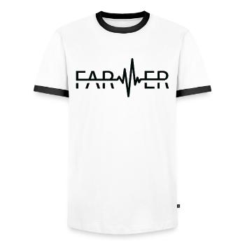 agriculteur palpitations cardiaques vache éleveur élevage agriculture - T-shirt contrasté Homme - blanc/noir - Devant - AI Model Female 172 light (172cm) & AI Model Male 178 dark (178cm)