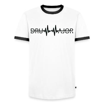 Chef de saison de la fanfare Heartbeat Marching Band - T-shirt contrasté Homme - blanc/noir - Devant - AI Model Female 172 light (172cm) & AI Model Male 178 dark (178cm)