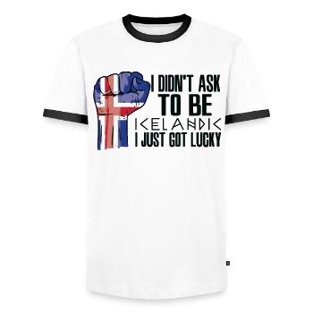 Icelandic Pride Iceland Flag Grown Icelandic - Men's Ringer Shirt - white/black - Front - AI Model Female 172 light (172cm) & AI Model Male 178 dark (178cm)