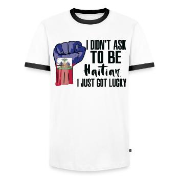 Fierté haïtienne Drapeau haïtien cultivé - T-shirt contrasté Homme - blanc/noir - Devant - AI Model Female 172 light (172cm) & AI Model Male 178 dark (178cm)