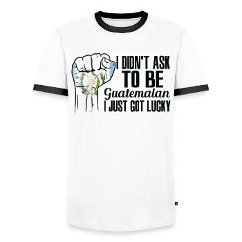 Guatemalan Pride Guatemala Flag Grown Guatemalan - Men's Ringer Shirt - white/black - Front - AI Model Female 172 light (172cm) & AI Model Male 178 dark (178cm)