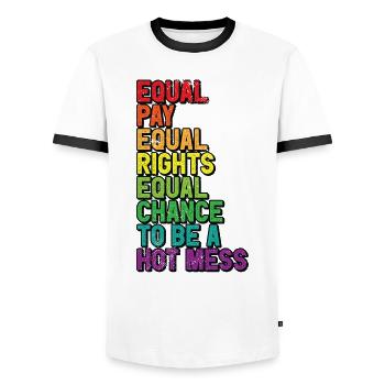Feminismus Feminismus Frauen Gleichberechtigung - Männer Kontrast-T-Shirt - Weiß/Schwarz - Vorne - AI Model Female 172 light (172cm) & AI Model Male 178 dark (178cm)