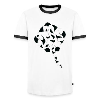 Raie marine créature raie Manta Ray Silhouette - T-shirt contrasté Homme - blanc/noir - Devant - AI Model Female 172 light (172cm) & AI Model Male 178 dark (178cm)