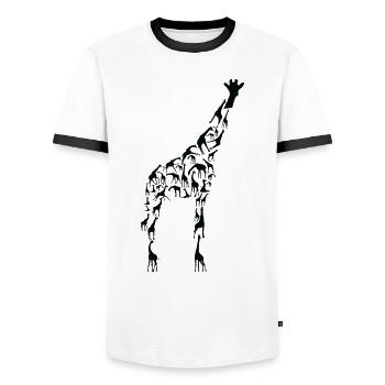 Giraffe Wildlife Africa Giraffes Silhouette - Men's Ringer Shirt - white/black - Front - AI Model Female 172 light (172cm) & AI Model Male 178 dark (178cm)