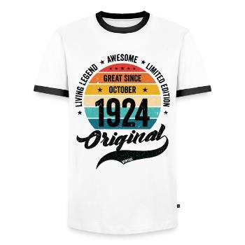 Rétro 100 ans octobre 1924 anniversaire Vintage - T-shirt contrasté Homme - blanc/noir - Devant - AI Model Female 172 light (172cm) & AI Model Male 178 dark (178cm)
