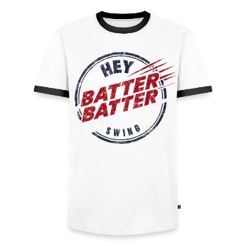 Baseball Hommes Femmes Enfants Joueur Lanceur Softball - T-shirt contrasté Homme - blanc/noir - Devant - AI Model Female 172 light (172cm) & AI Model Male 178 dark (178cm)
