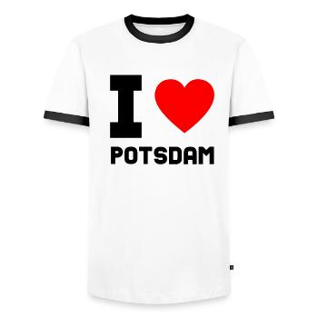 I Love Potsdam Geschenk Stadt Heimat Idee - Männer Kontrast-T-Shirt - Weiß/Schwarz - Vorne - AI Model Female 172 light (172cm) & AI Model Male 178 dark (178cm)