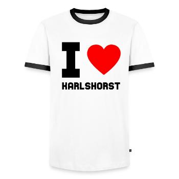 I Love Berlin Karlshorst Geschenk Idee Herz Stadt - Männer Kontrast-T-Shirt - Weiß/Schwarz - Vorne - AI Model Female 172 light (172cm) & AI Model Male 178 dark (178cm)
