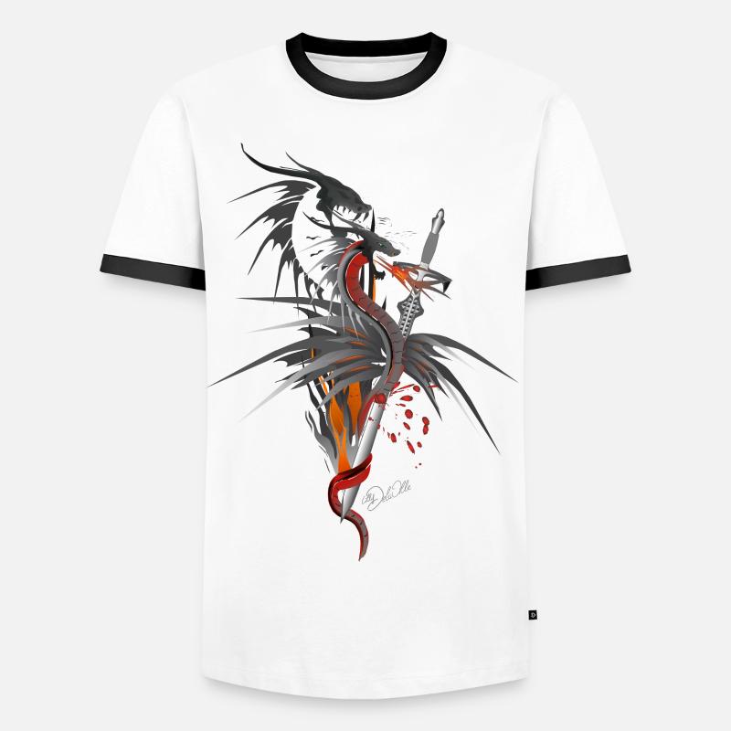 Dragon - Männer Kontrast-T-Shirt - Weiß/Schwarz