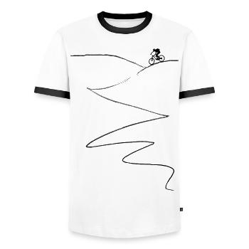 MTB mountain bike mountain bike - Men's Ringer Shirt - white/black - Front - AI Model Female 172 light (172cm) & AI Model Male 178 dark (178cm)